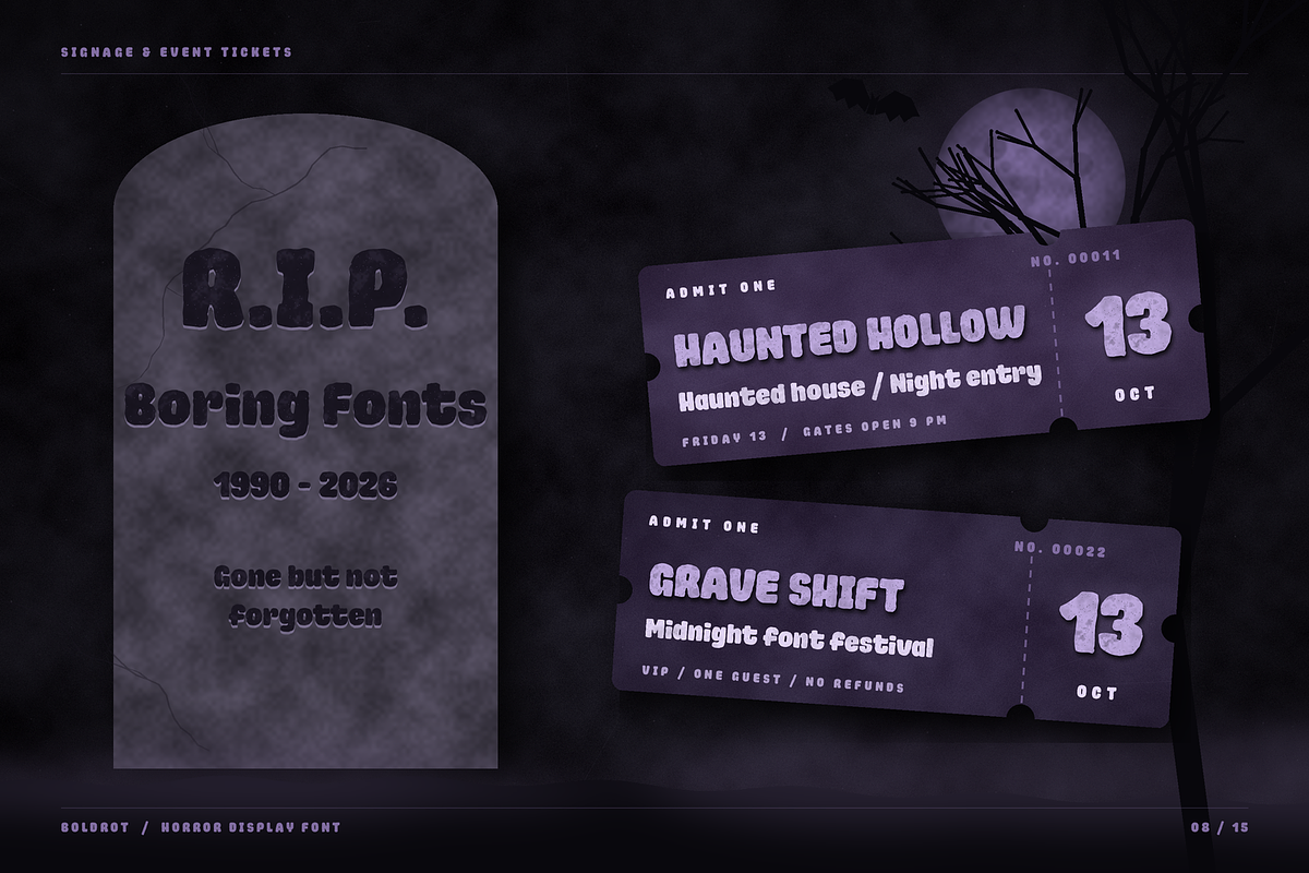 Oblq BoldRot | Horror Display Font, a Sans Serif Font by Oblique Foundry (Photo 8 of 15)