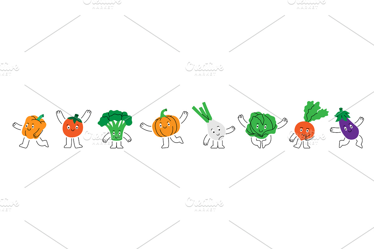 Vegetable characters. Funny, a Food Illustration by GraphiShop