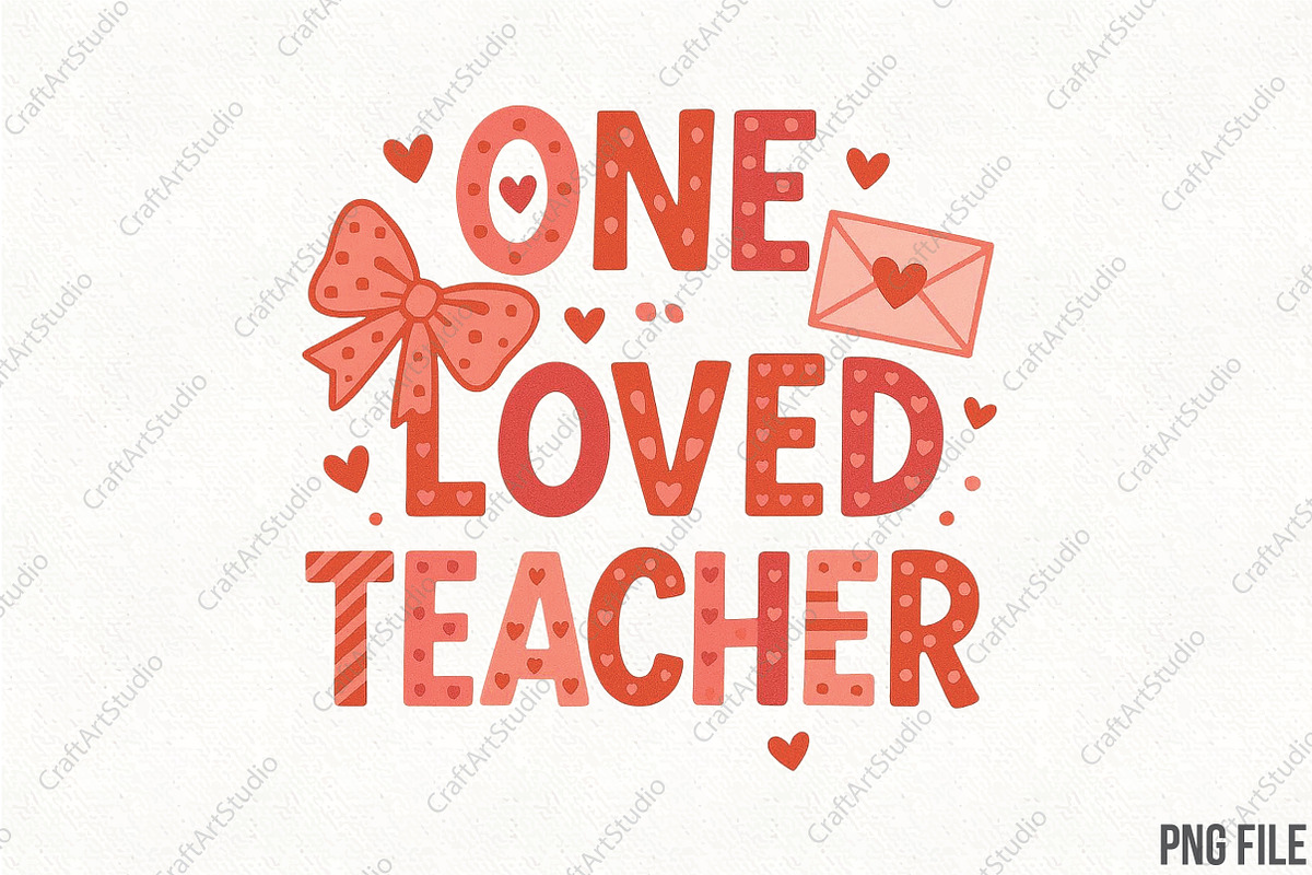 One Loved Teacher Valentine PNG, an Illustration by CraftArtStudio (Photo 1 of 4)