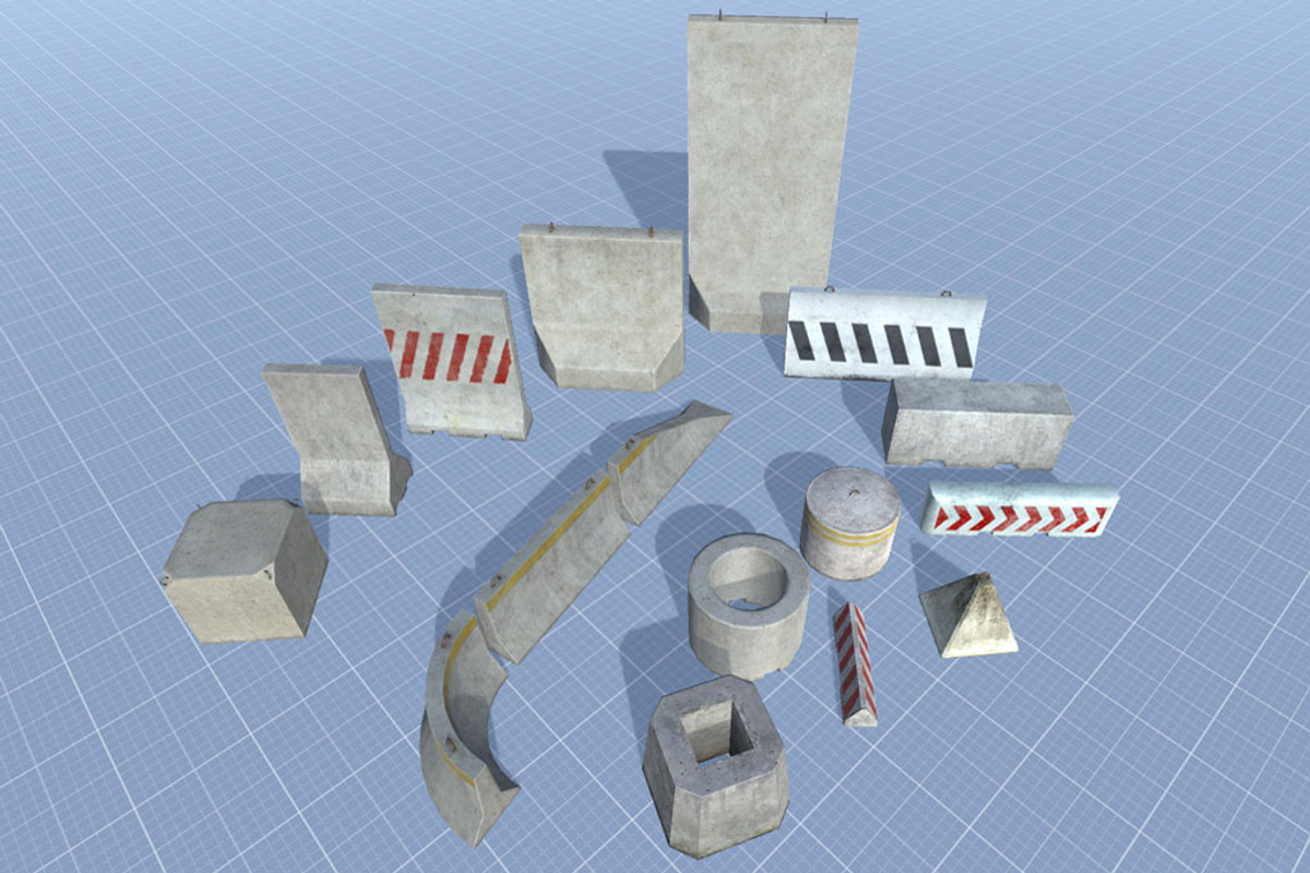 16 Concrete Barriers - Big Pack, an Environmental 3D Model by 3DCaster (Photo 5 of 34)