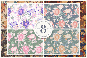 Seamless pattern set with peonies.