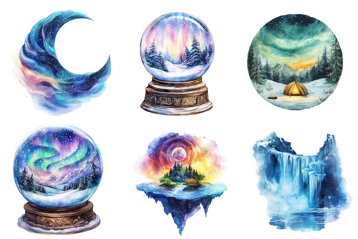 Enchanted Northern Lights Clipart, an Illustration by CreationArt (Photo 3 of 5)