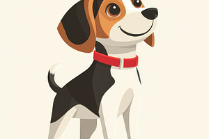 Adorable Beagle Puppy Cartoon Illust, an Animal Photo by Pixeness Studio