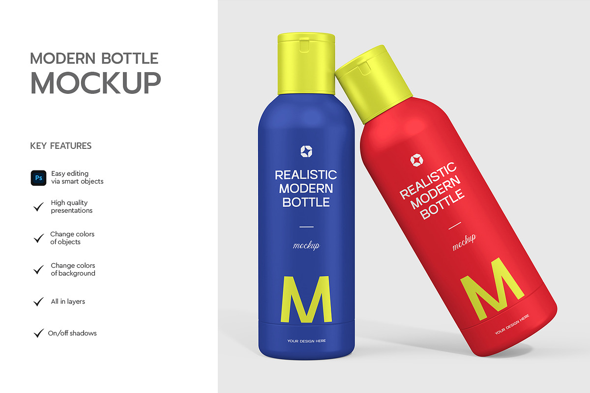 Realistic Modern Bottle Mockup PSD, a Product Mockup by graphypix (Photo 2 of 4)