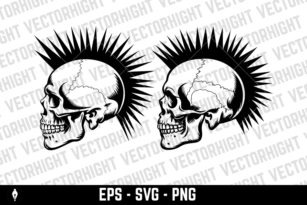 Skull with a sharp mohawk, a Person Illustration by Vectorhight