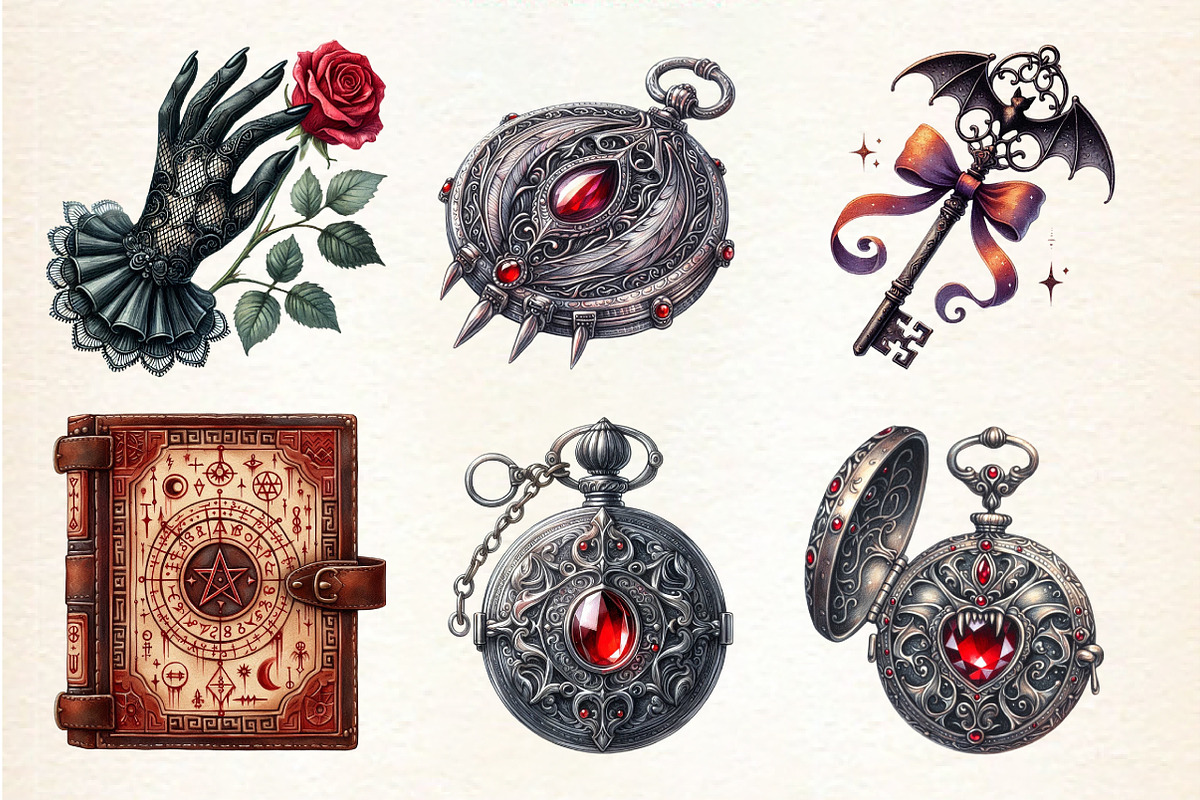 Vintage Vampire Clipart Designs, a Seasonal Illustration by DreamArtGraphic (Photo 4 of 5)
