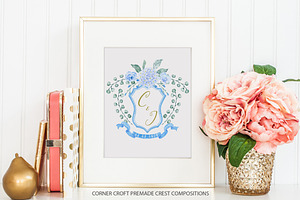 Watercolor Romantic Crest Design Kit