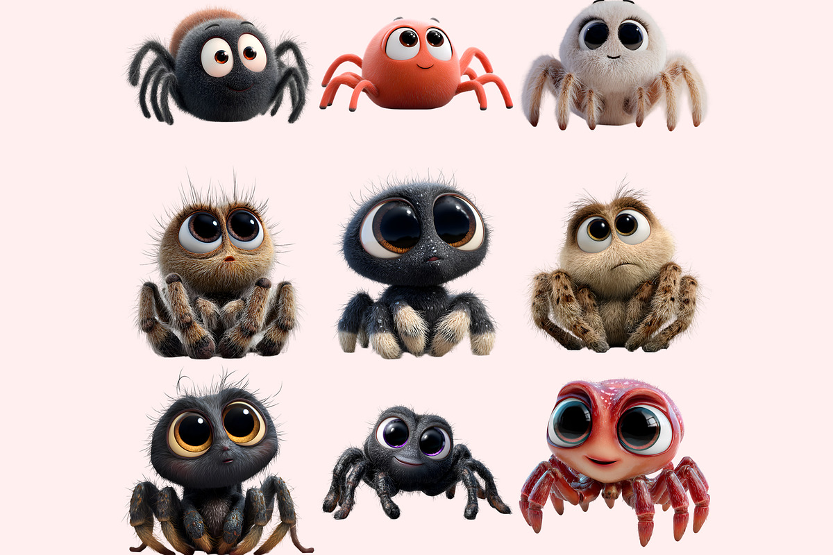 Cute Spider Clipart PNG Bundle, a Graphic by M9 Design (Photo 5 of 9)