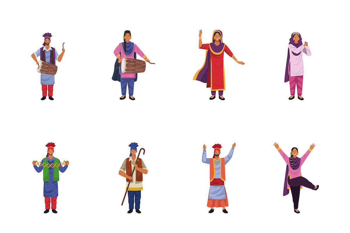 Baisakhi Folk Dance Icon Set
