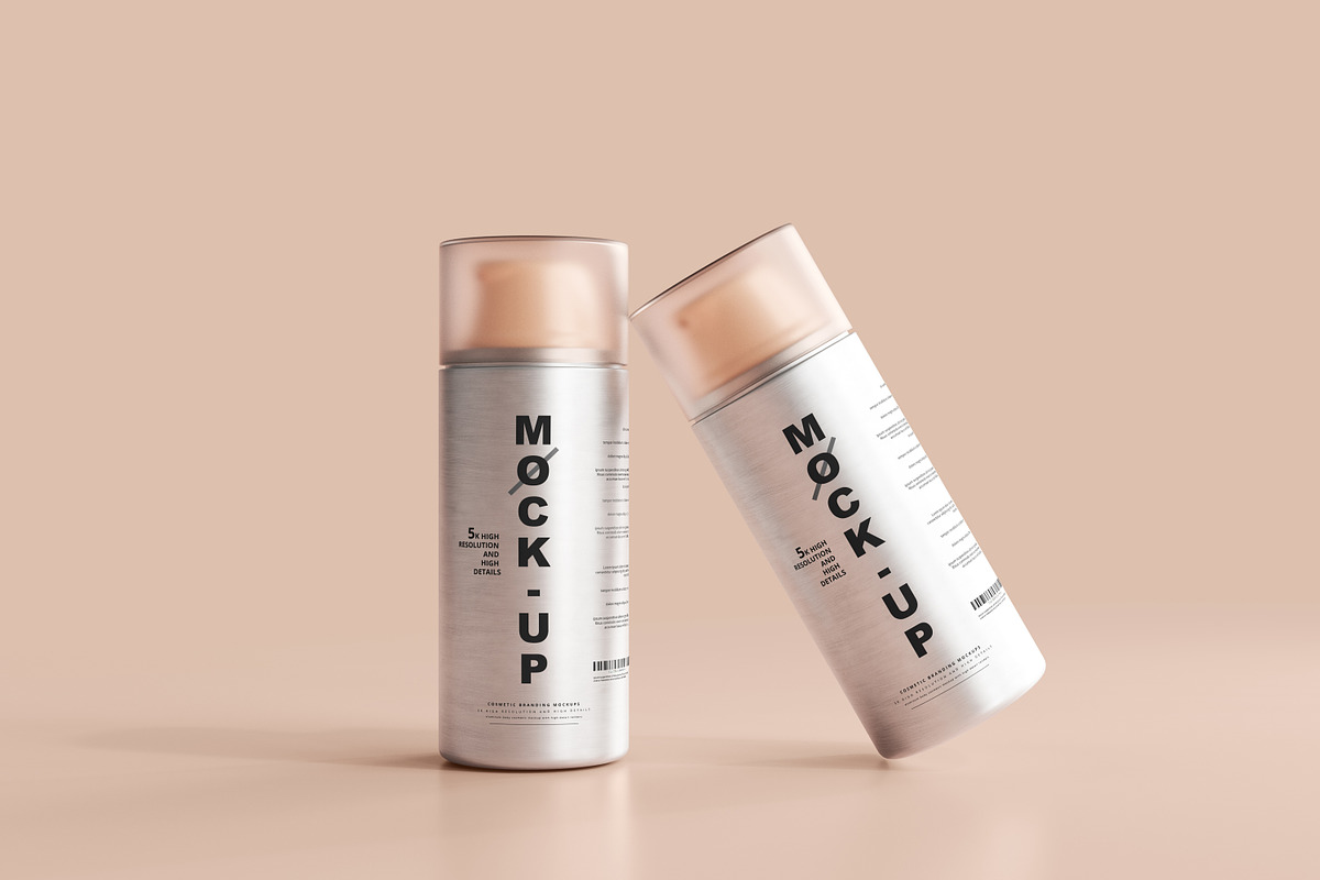 Aluminum Cosmetic Mockup Bundle, a Cups & Container Mockup by pmvch (Photo 171 of 206)