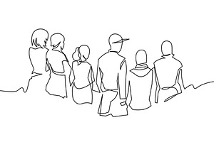 Group of people continuous one line