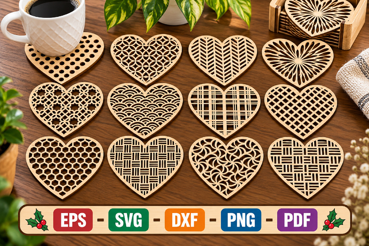Wooden Heart Coaster SVG Collection, an Object Graphic by Libby Wishes (Photo 1 of 3)