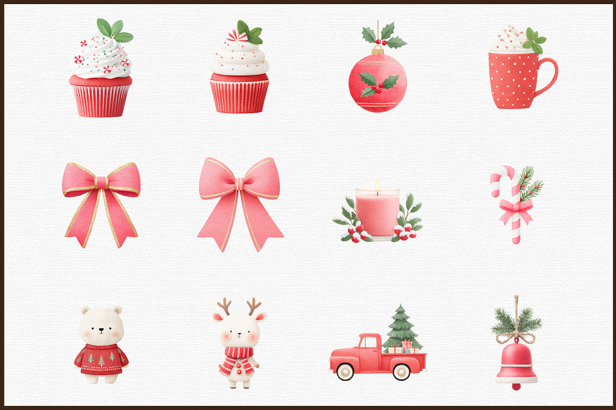 Festive Red Christmas Watercolor Cli, an Illustration by Sublimation Artist (Photo 3 of 6)