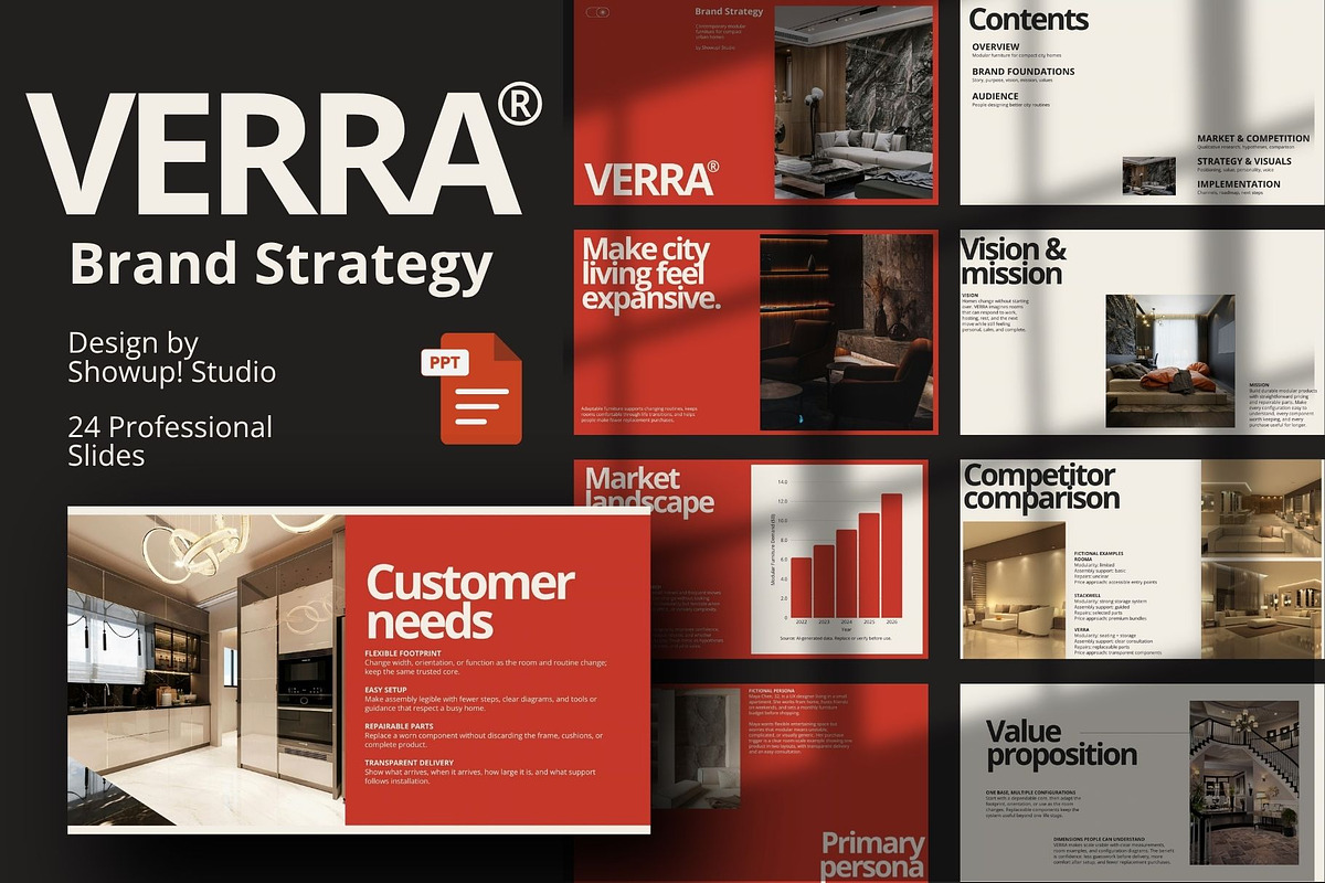 VERRA Brand Strategy PowerPoint, a Presentation Template by ShowUp! Studio (Photo 1 of 6)