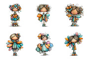 Whimsical spring fairy clipart, an Illustration by SinaCreation (Thumbnail 4 of 11)