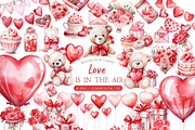 Valentine Love Watercolor Clipart, an Illustration by MockupWizard (Thumbnail 1 of 6)
