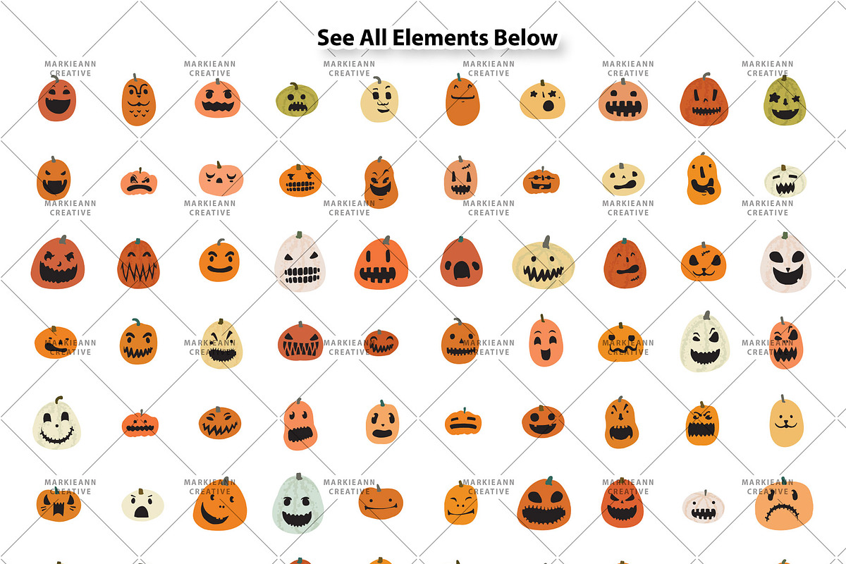 80 Hand Drawn Jack-O-Lantern Vectors, an Illustration by MarkieAnn Creative (Photo 3 of 5)