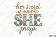 SHE Prays Faux Embroidery Christian, an Illustration by CraftArtStudio (Thumbnail 1 of 4)