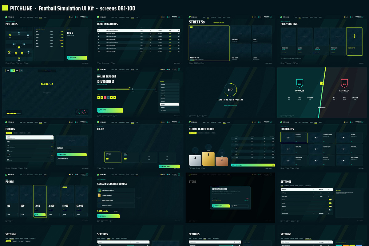 Football Game UI Kit, 100 Screens, an UI Kit Template by pawellpi (Photo 17 of 117)
