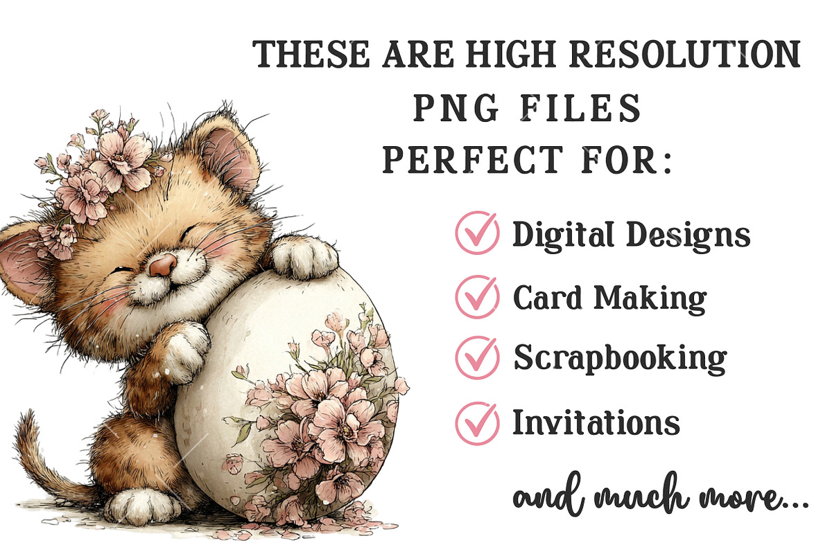 Whimsical Easter Cat Clipart, an Illustration by OK Design (Photo 4 of 6)