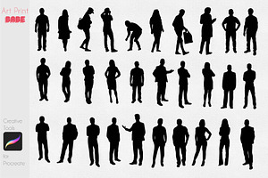 People Silhouette Stamps Guide Art