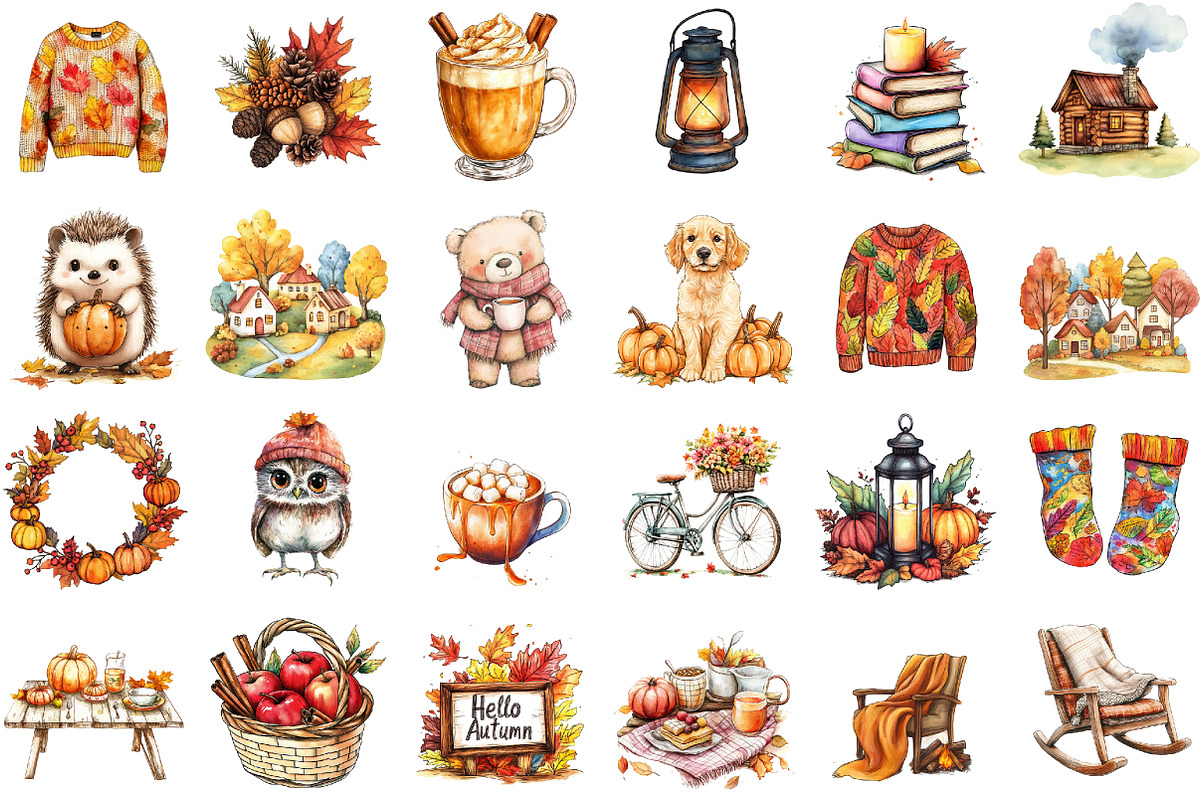 Cozy Autumn Vibes Clipart, an Illustration by Sublimation Artist (Photo 2 of 6)