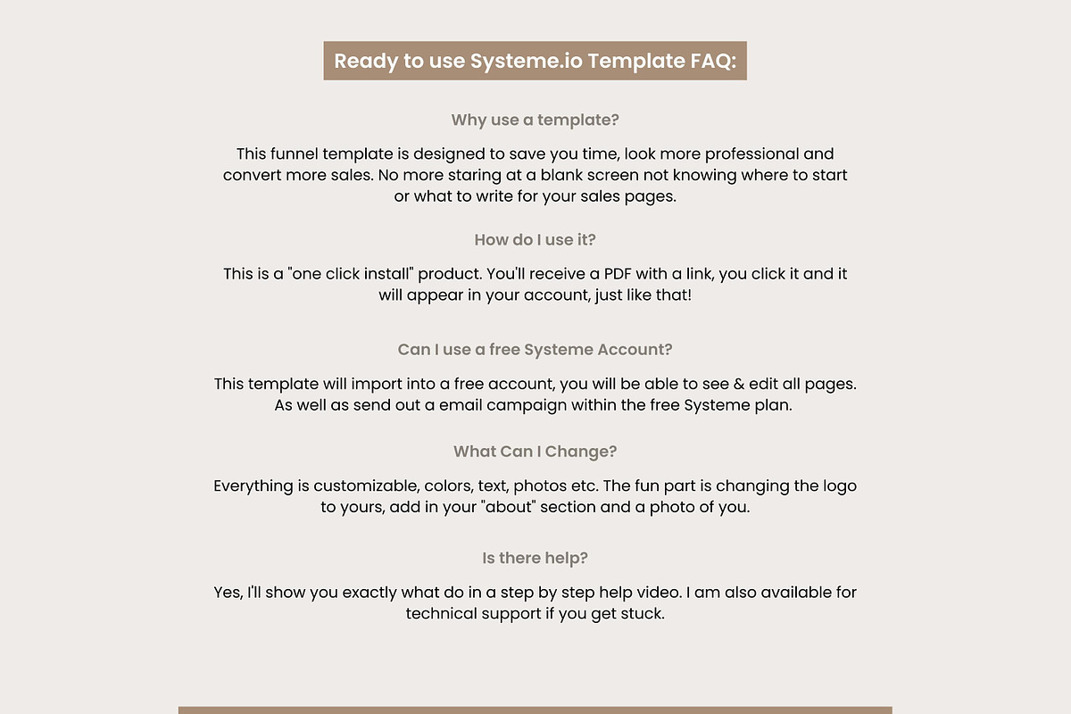 Systeme.io Brown Lead Funnel, a Landing Page Template by Hayley's Digital Hub (Photo 6 of 10)
