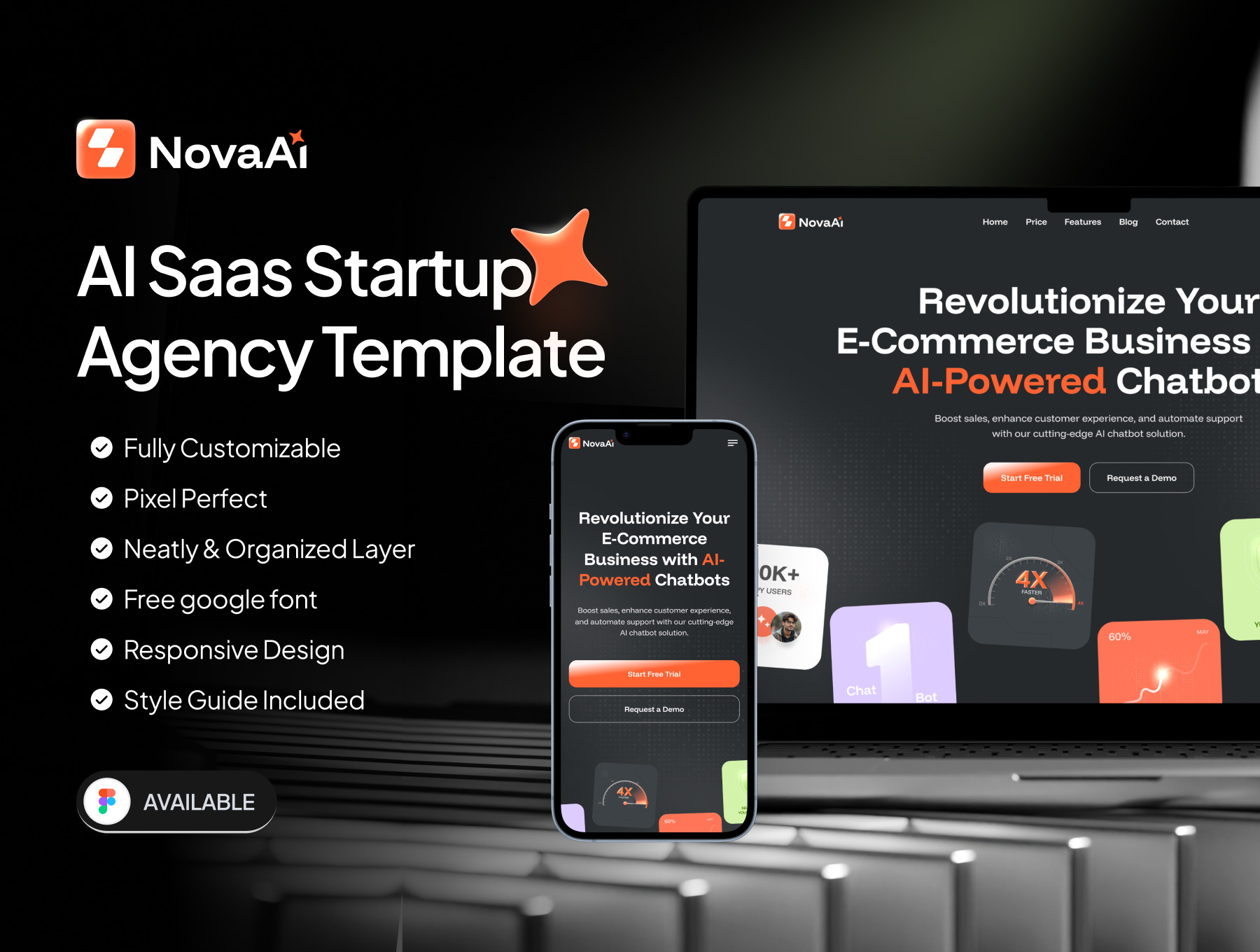 NovaAi - AI SAAS Website UI Kit, an UI Kit Template by Grabui Library