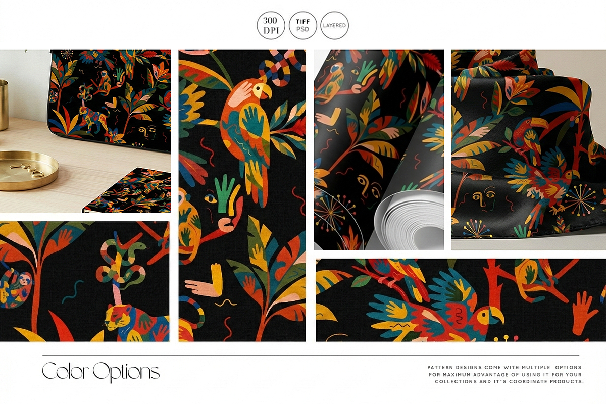 Jungle & Wildlife Abstract Folk Art, a Wallpaper Graphic by Luiz da Rolt Grathwohl (Photo 3 of 10)