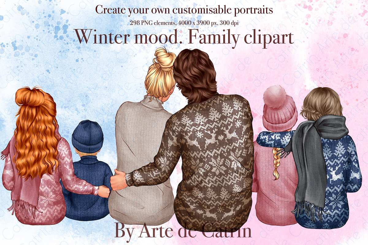Winter Mood, Family Clipart, a Decorative Illustration by ArtedeCatrin (Photo 1 of 12)