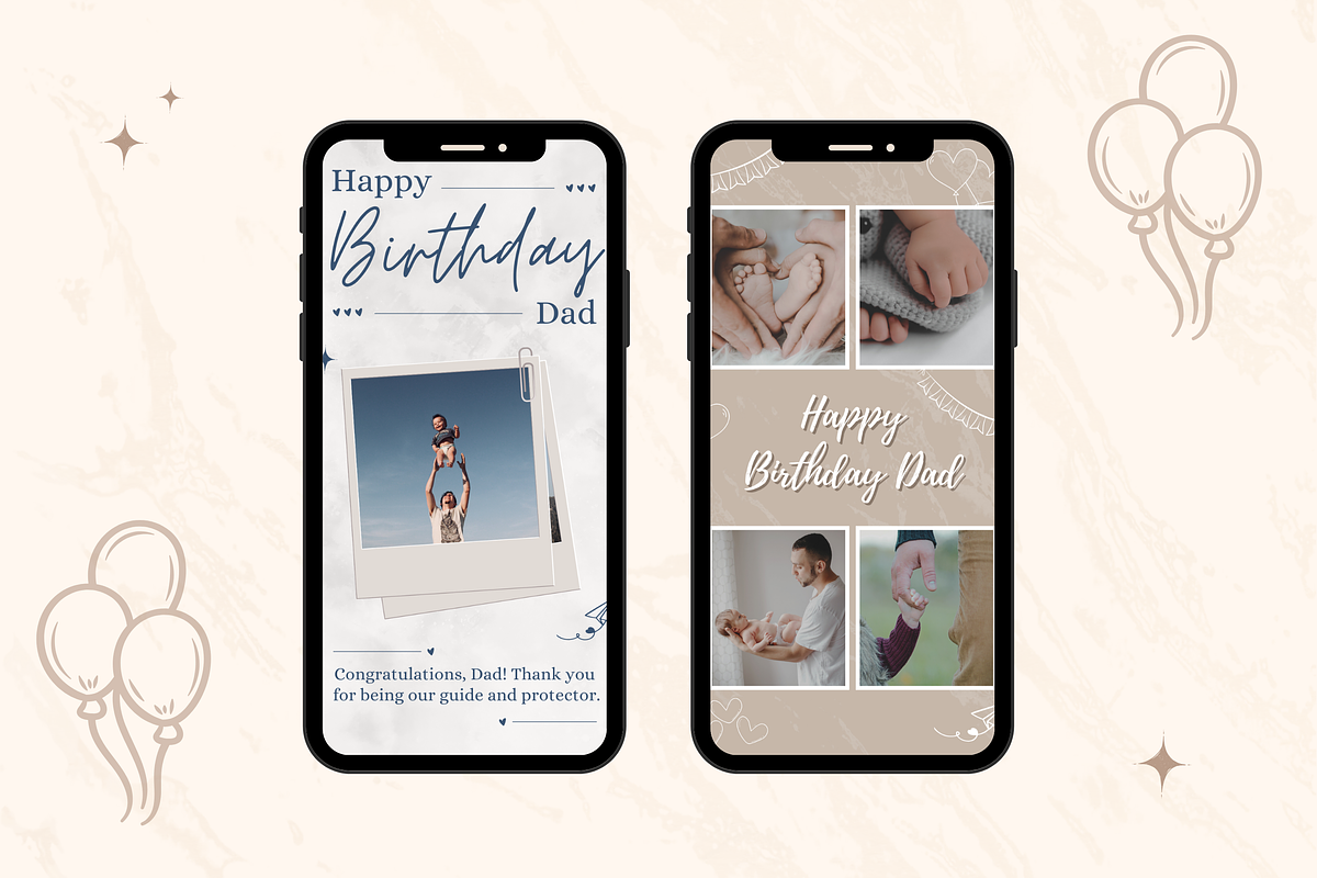 5 Happy Birthday Dad Photo Collage, a Templates & Theme by TemplateCastleStore (Photo 7 of 9)