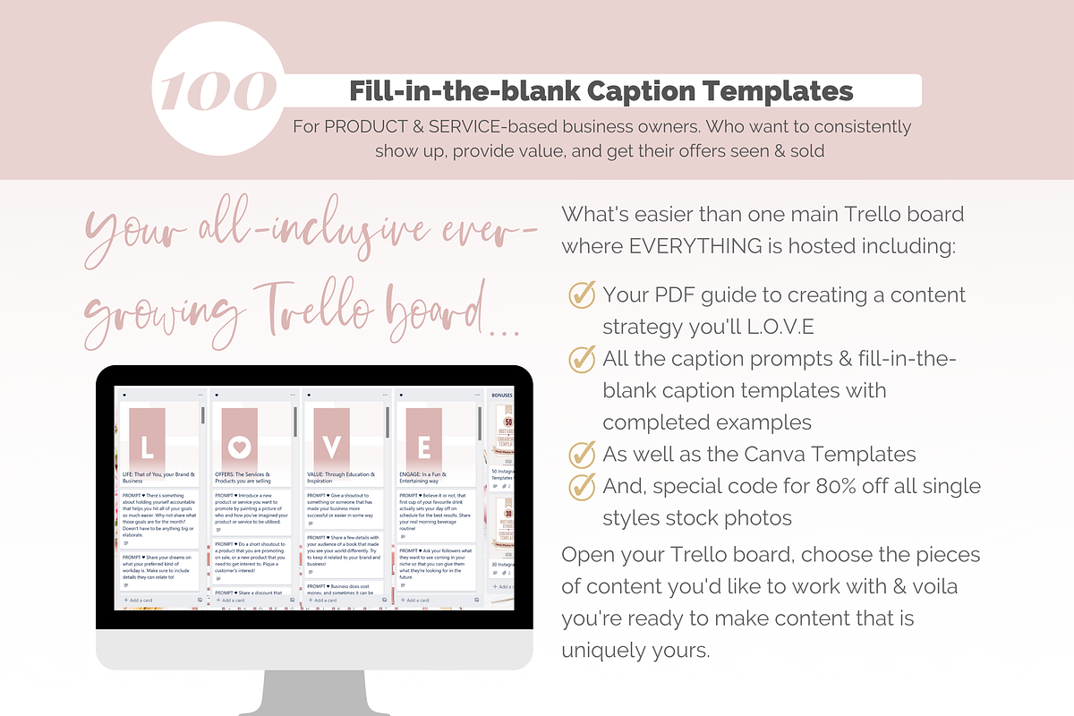 100 Caption Templates for Instagram, a Social Media Template by With Love Monique (Photo 6 of 10)