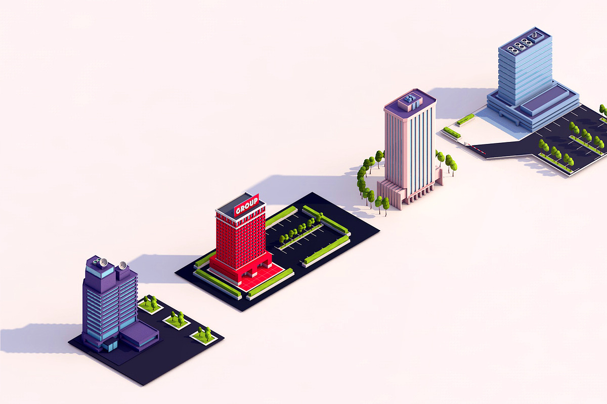 Low Poly Buildings Pack, an Architecture 3D Model by Anton Moek (Photo 5 of 8)