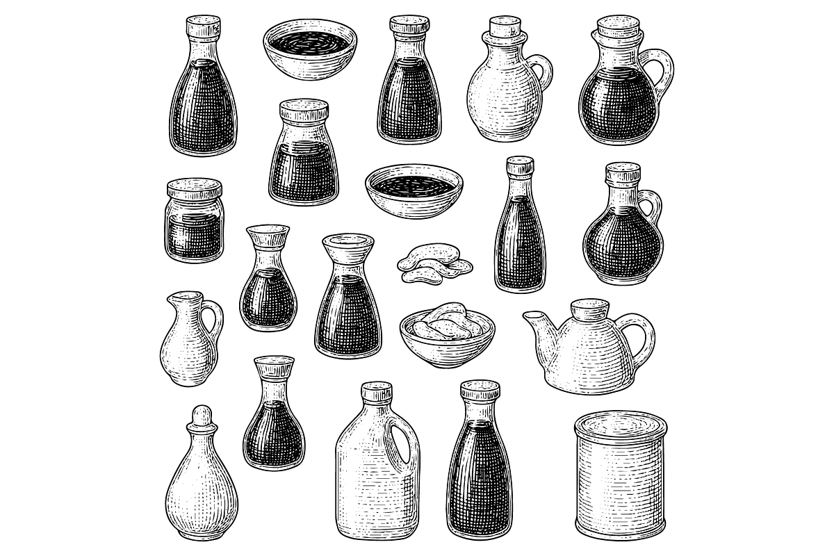 Soy Sauce Bottle Sketch Set, an Object Graphic by nikagraphic (Photo 3 of 3)