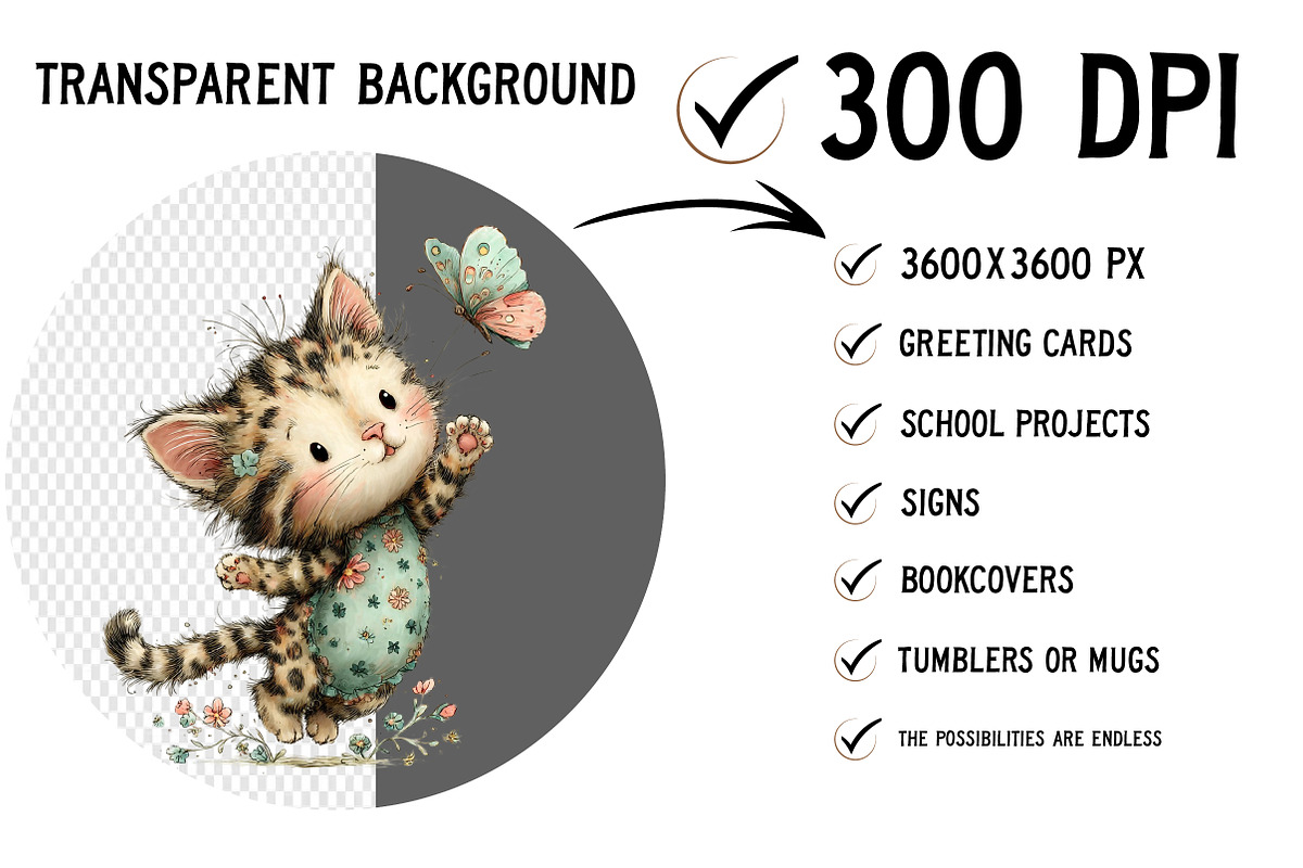 Whimsical Spring Cat Clipart Png, an Illustration by Craft Nest (Photo 2 of 12)