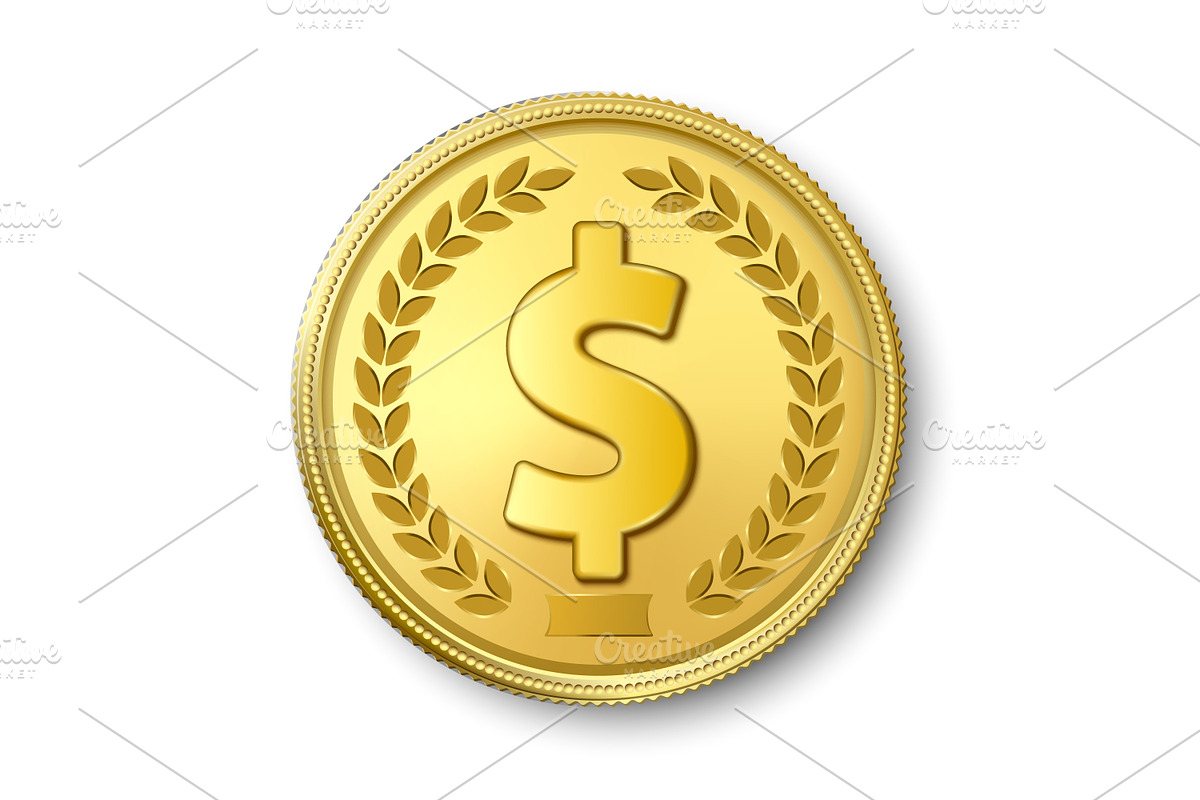Vector Realistic Golden Coin Set., an Object Graphic by Gomolach (Photo 7 of 7)
