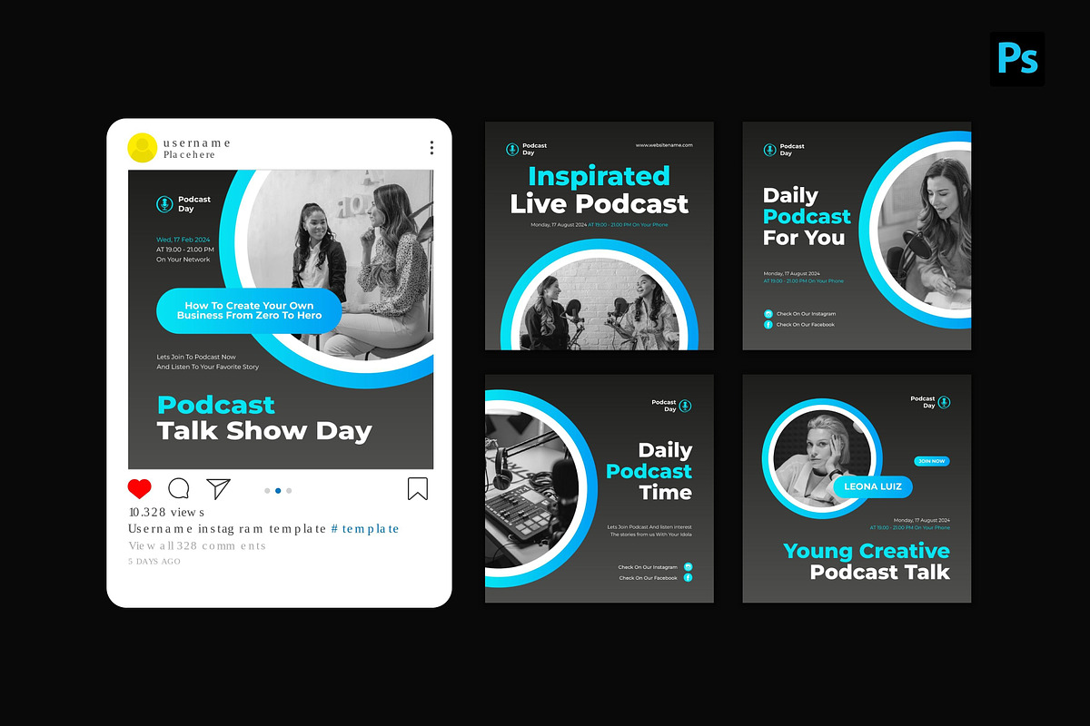 Podcast Day Instagram Post, a Social Media Template by CavenArt (Photo 4 of 5)
