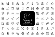 Camping & travel icons, an Outline Icon by AIWD (Thumbnail 1 of 2)