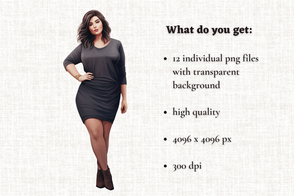 Curvy Girl Clipart Bundle, a Person Illustration by Mash Mash Stickers (Photo 2 of 9)