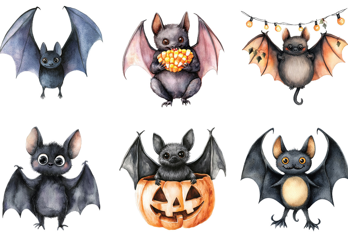 Funny Halloween Bats Clipart, an Illustration by CraftArtStudio (Photo 3 of 6)