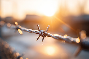 Barbed wire with a beautiful sunset, a Nature Photo by MistyDay