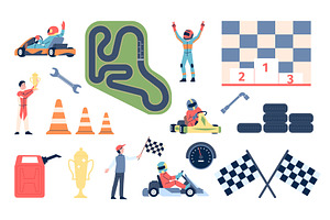 Karting accessories. Racers in cars, a Sport Illustration by LadadikArt