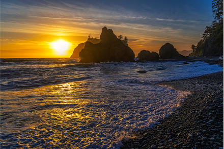 Colorful sunset at Ruby Beach in, a Nature Photo by Nick Fox
