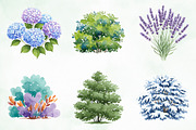 Watercolor Bushes Clipart Bundle, an Illustration by Creative Art (Thumbnail 2 of 10)