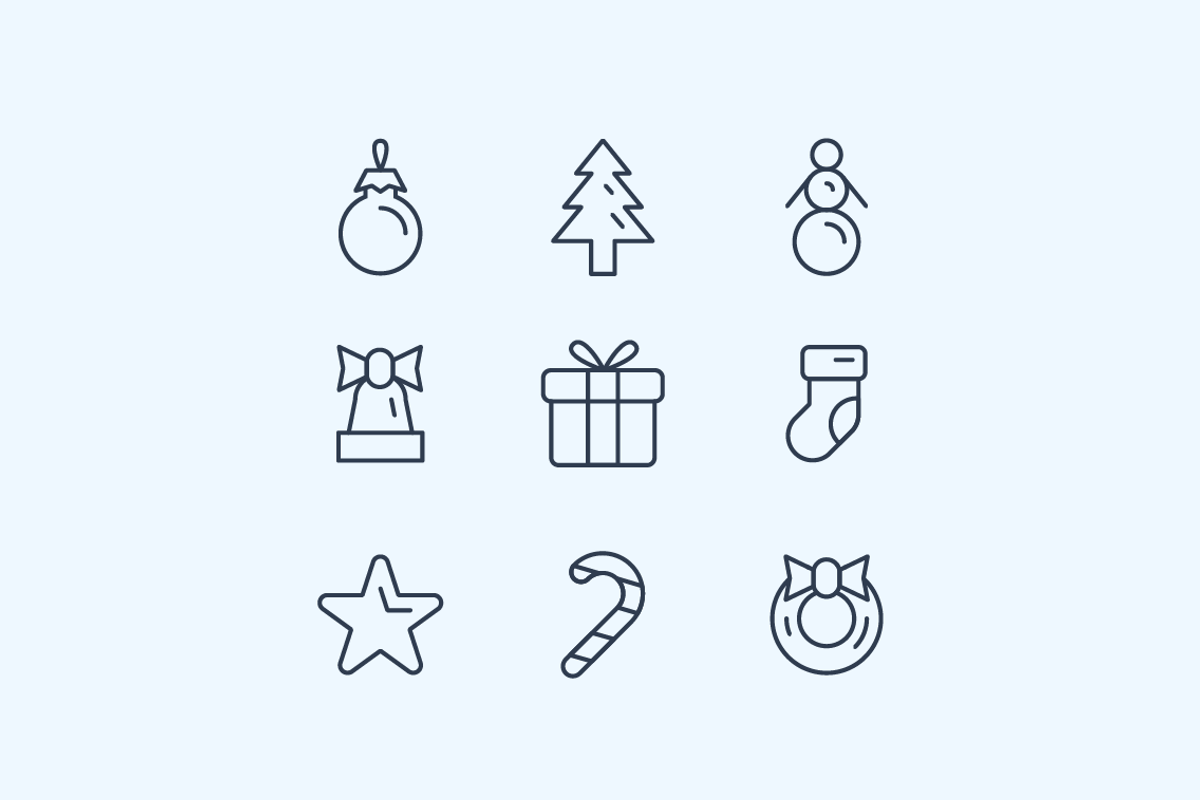 Minimalistic Christmas icons, an Outline Icon by Optimistic shop