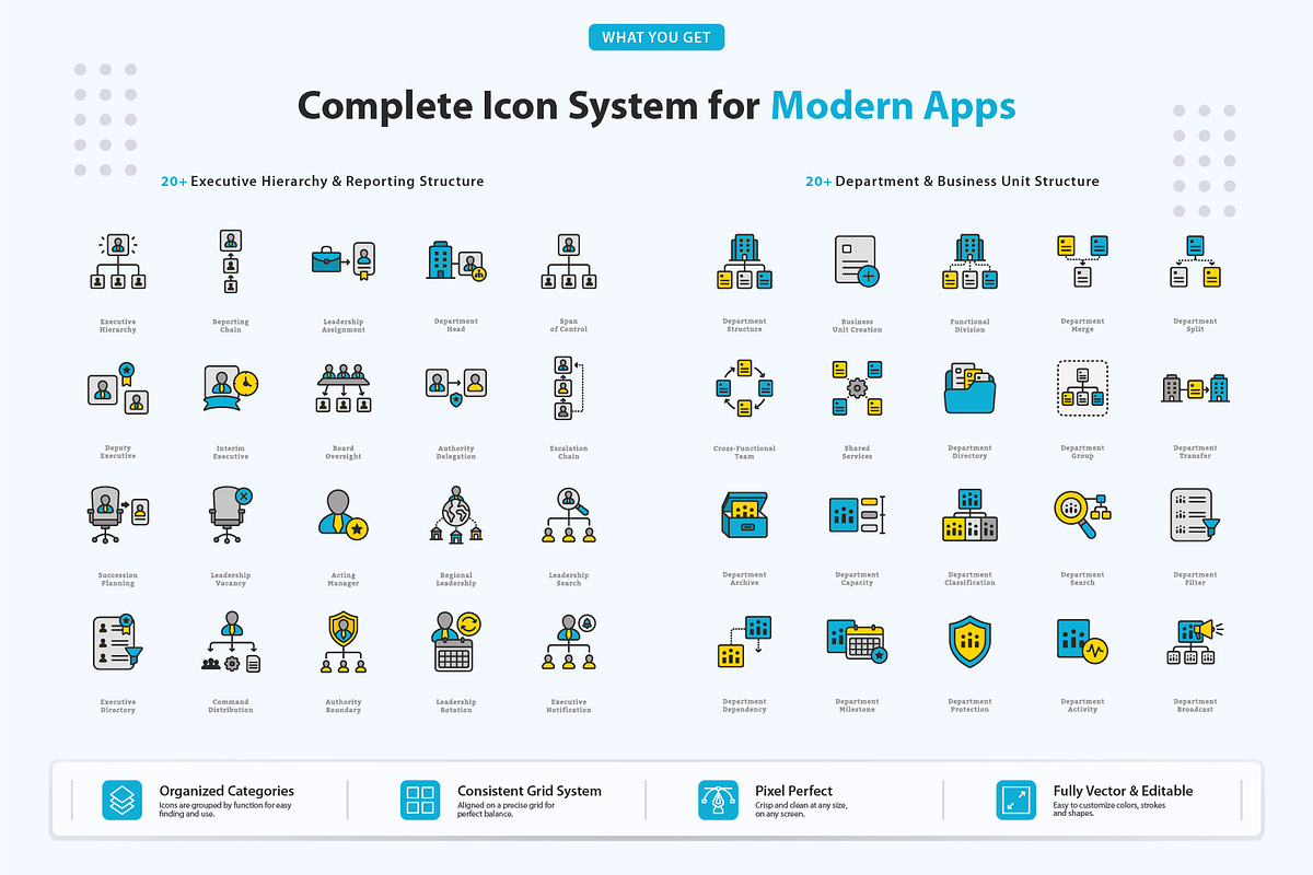 Organizational Structure Icons, an Outline Icon by vexper (Photo 2 of 7)