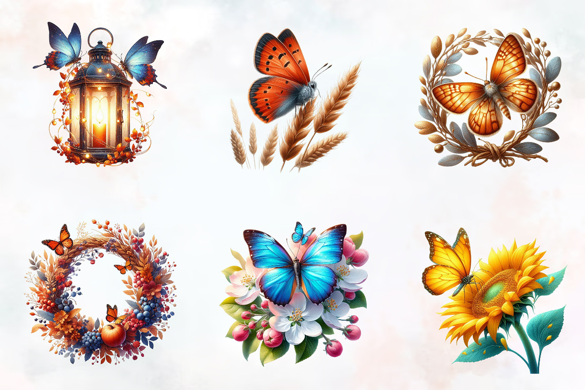 Fall Butterfly Garden Clipart, an Illustration by RobertsArt (Photo 3 of 7)