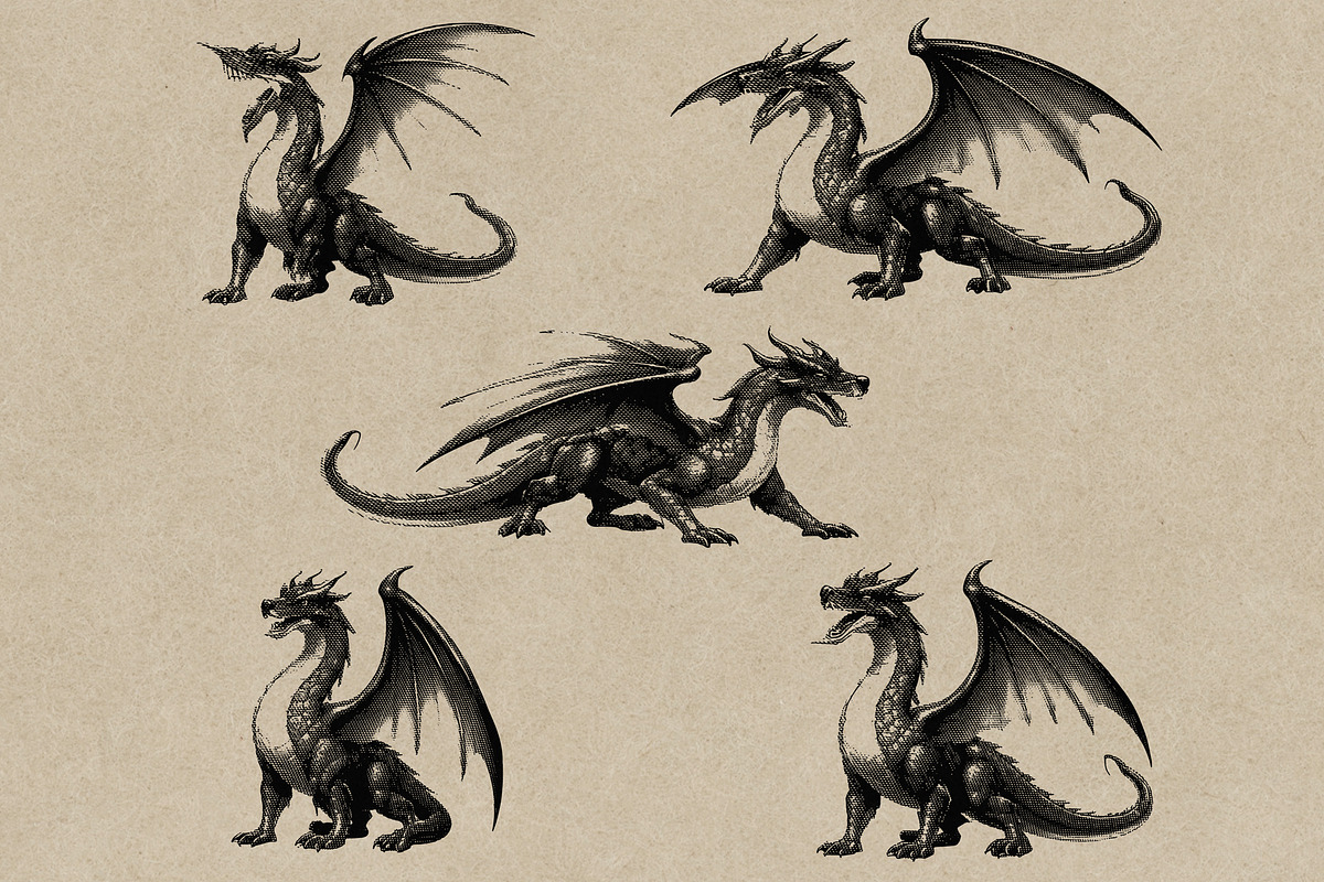 Dragon Heraldry Engraving Collection, an Object Illustration by Kaizla03 (Photo 4 of 4)