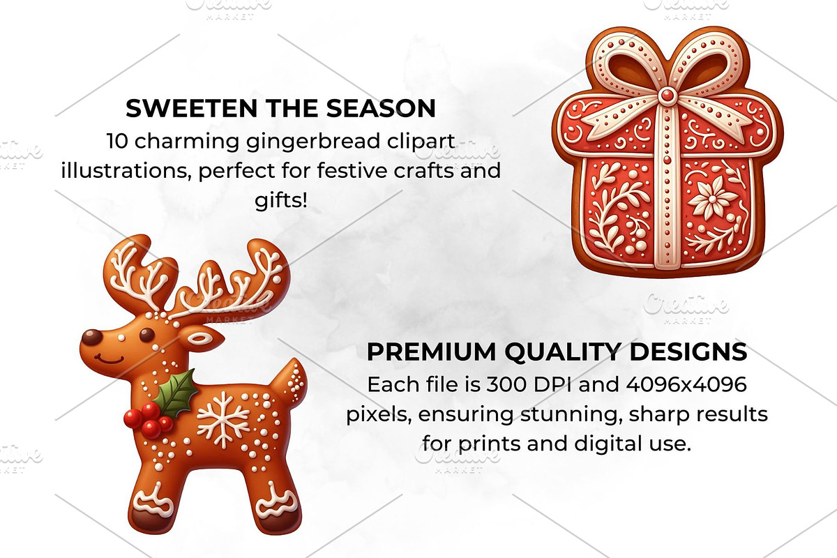 Christmas Gingerbread Clipart, a Seasonal Illustration by QM_ART (Photo 3 of 7)
