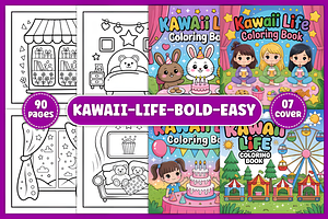 Kawaii Life Bold & Easy Coloring, a Decorative Illustration by Coco Bloom